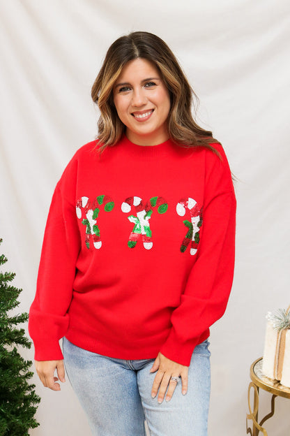 Candy Cane Sequin Sweater
