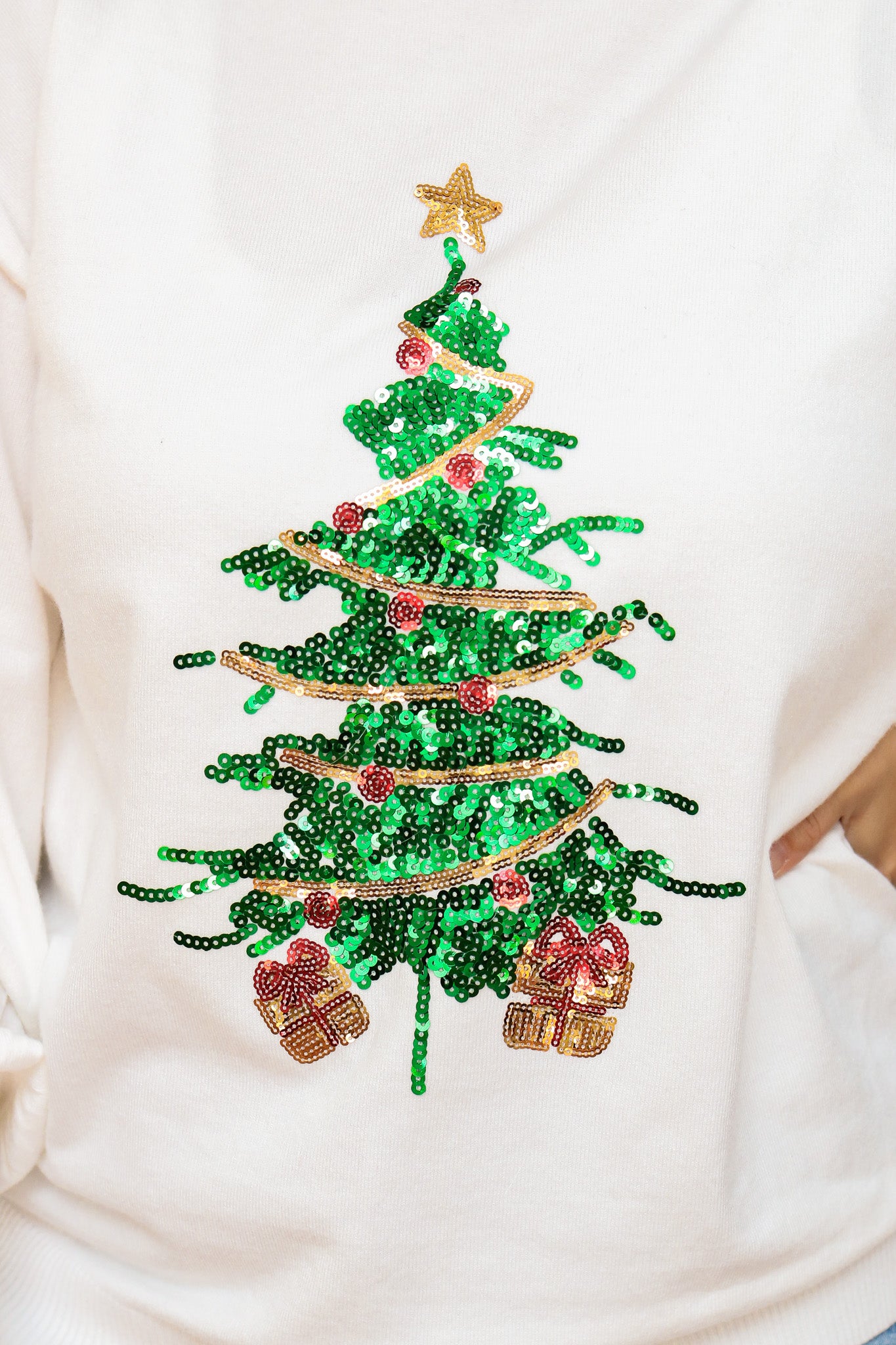 Christmas Tree Sequin Sweater (off white)