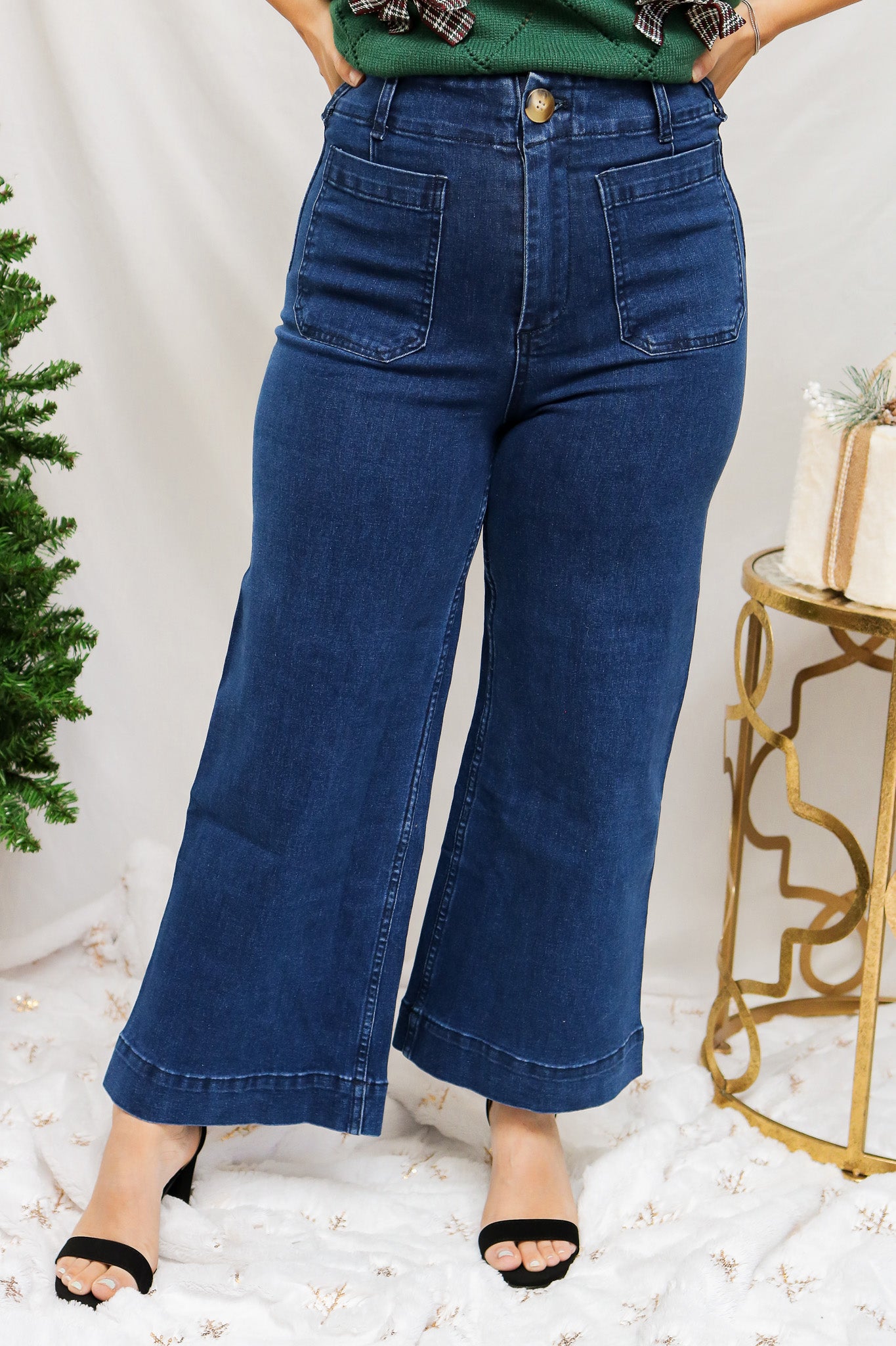 On My Way Wide Leg Jeans (dark denim)