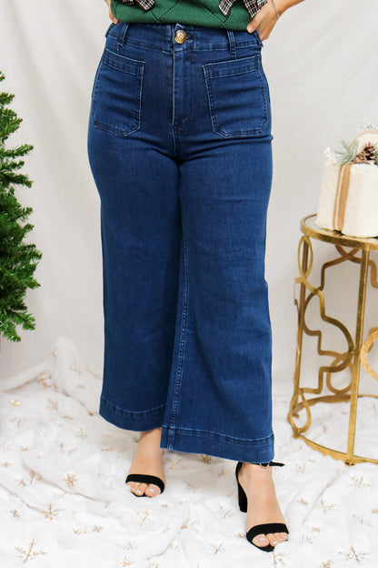 On My Way Wide Leg Jeans (dark denim)
