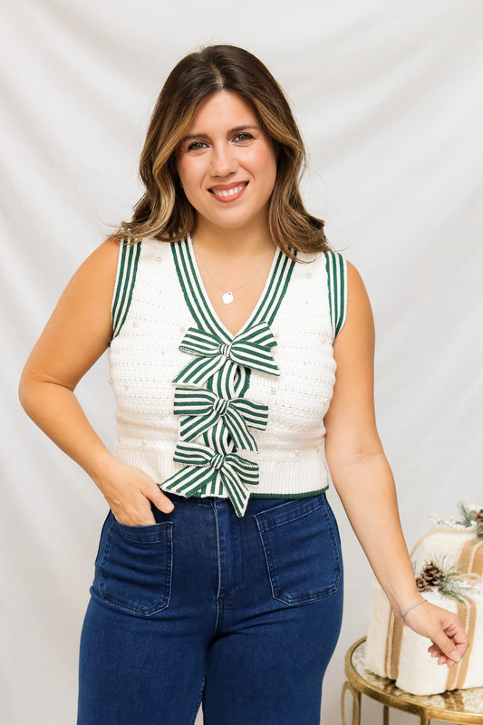 Bows And Pearls Sweater Vest