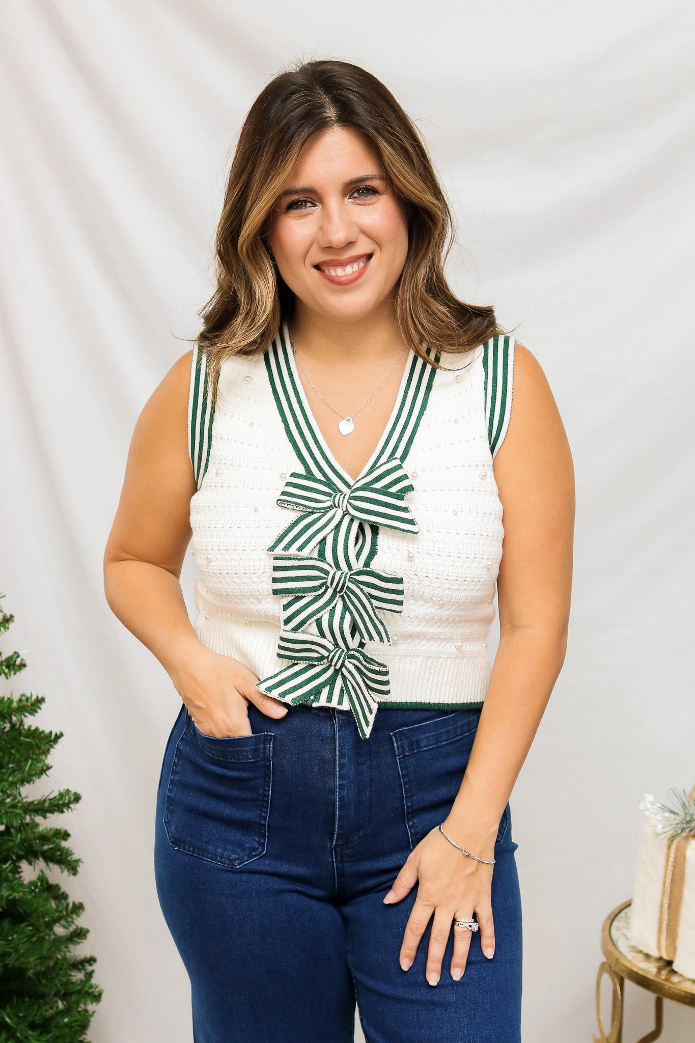 Bows And Pearls Sweater Vest