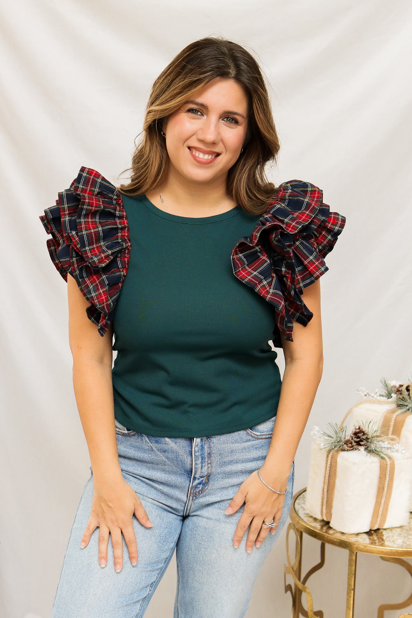 Mistletoe Ruffled Sleeve Top