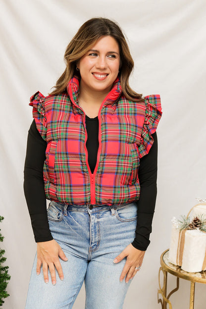 Christmas Plaid Puffer Vest