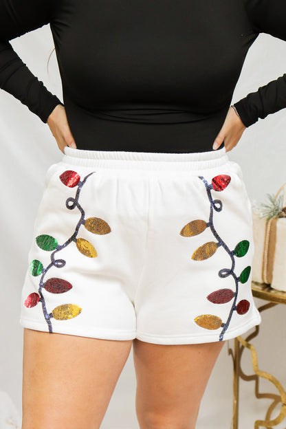 Holiday Light Bulbs Sequin Shorts