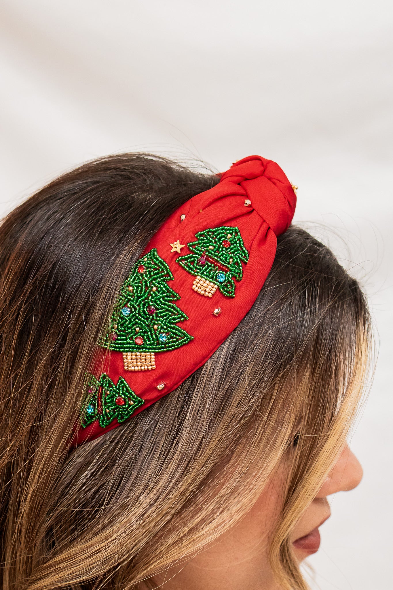 Red Christmas Trees Knot Headband