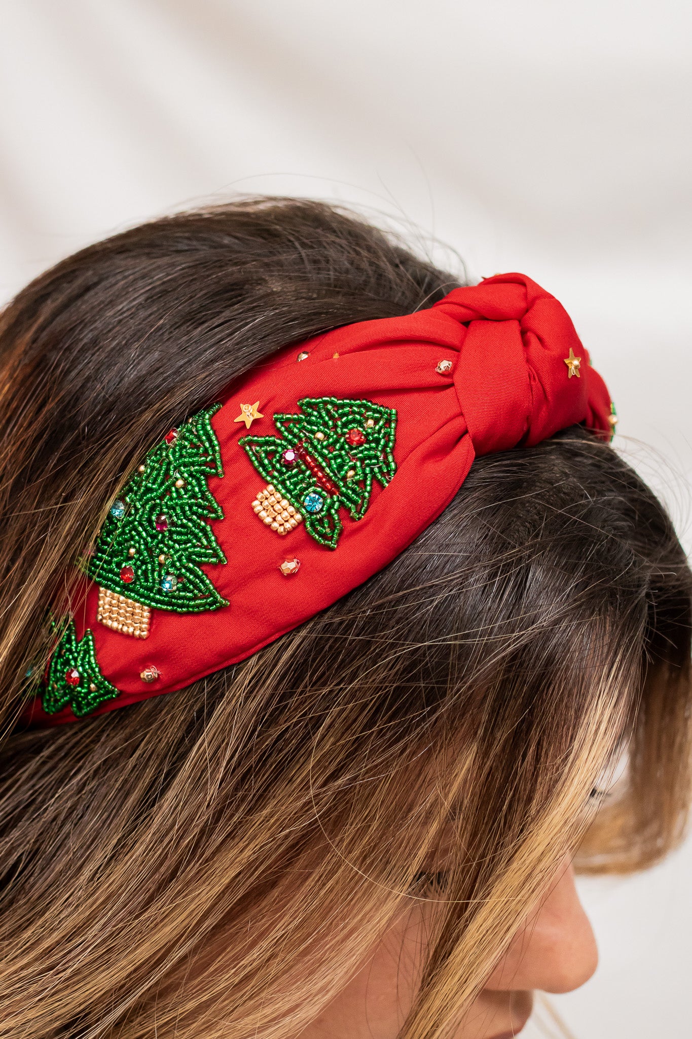 Red Christmas Trees Knot Headband