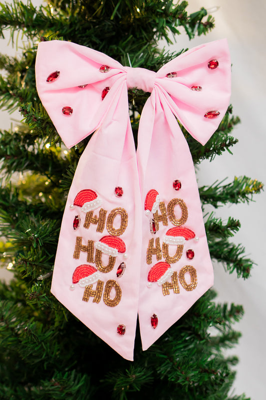 Ho Ho Ho Holiday Hair Bow (pink)