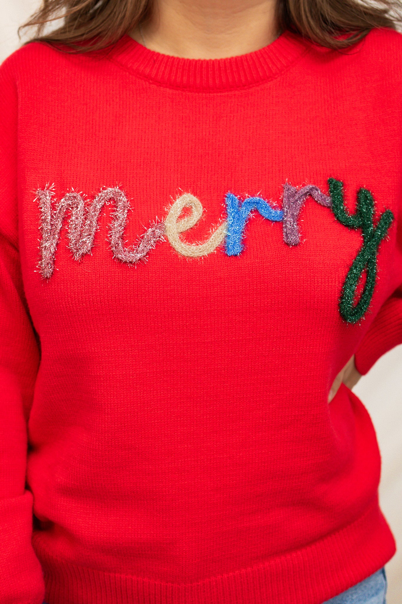 Merry Tinsel Red Sweater