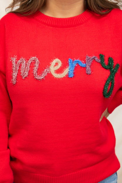 Merry Tinsel Red Sweater