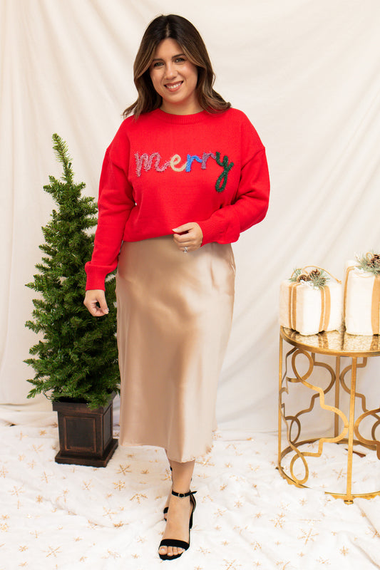 Under The Tree Satin Midi Skirt (gold)