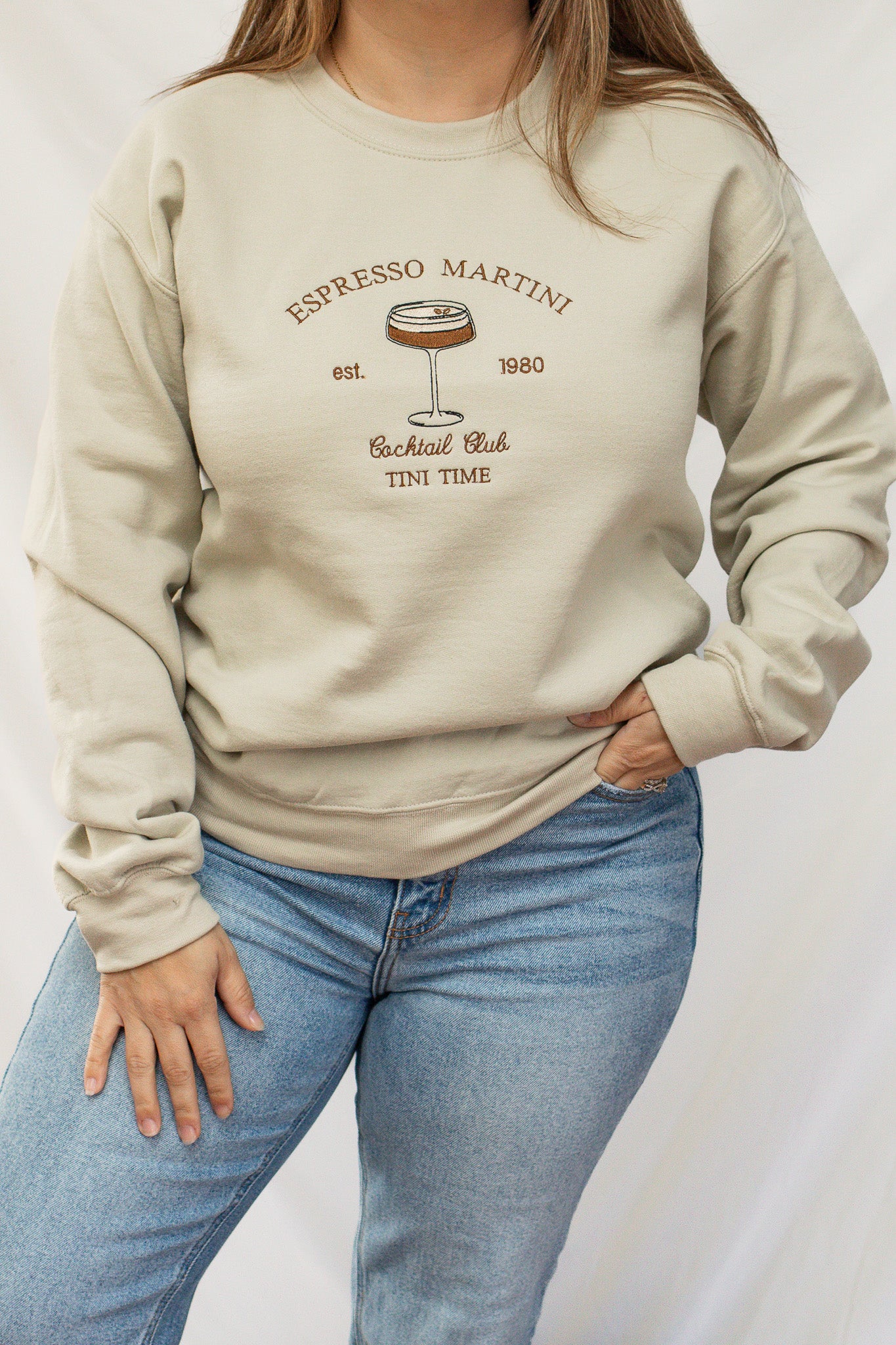 Espresso Martini Embroidered Sweatshirt - Calico's Grove Boutique