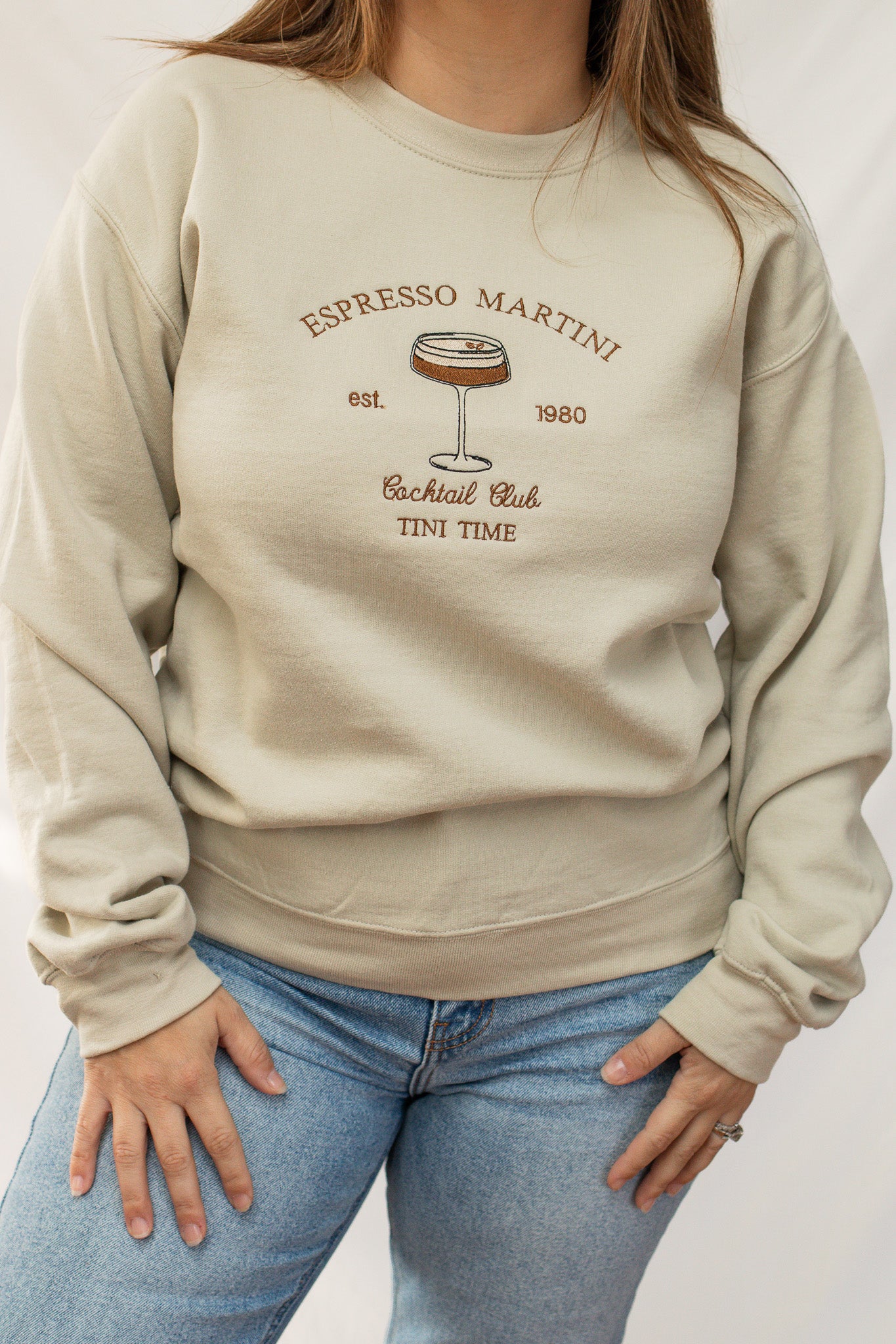Espresso Martini Embroidered Sweatshirt - Calico's Grove Boutique