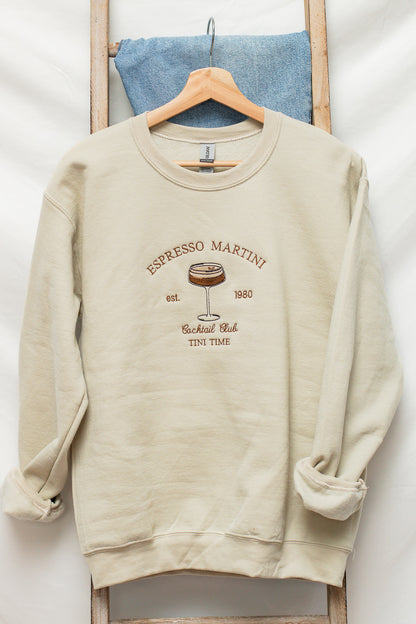 Espresso Martini Embroidered Sweatshirt - Calico's Grove Boutique