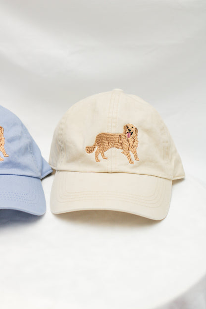 Golden Retriever Embroidered Hat (beige) - Calico's Grove Boutique
