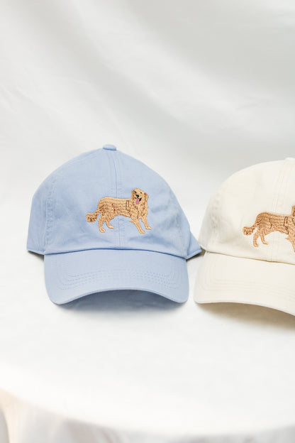 Golden Retriever Embroidered Hat (blue) - Calico's Grove Boutique