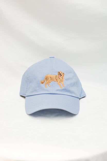 Golden Retriever Embroidered Hat (blue) - Calico's Grove Boutique