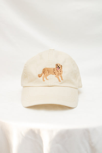 Golden Retriever Embroidered Hat (beige) - Calico's Grove Boutique