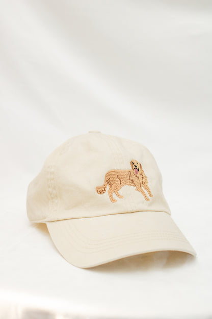 Golden Retriever Embroidered Hat (beige) - Calico's Grove Boutique