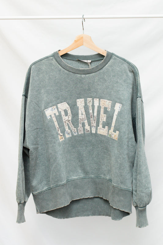 Travel Embroidered Pullover - Calico's Grove Boutique