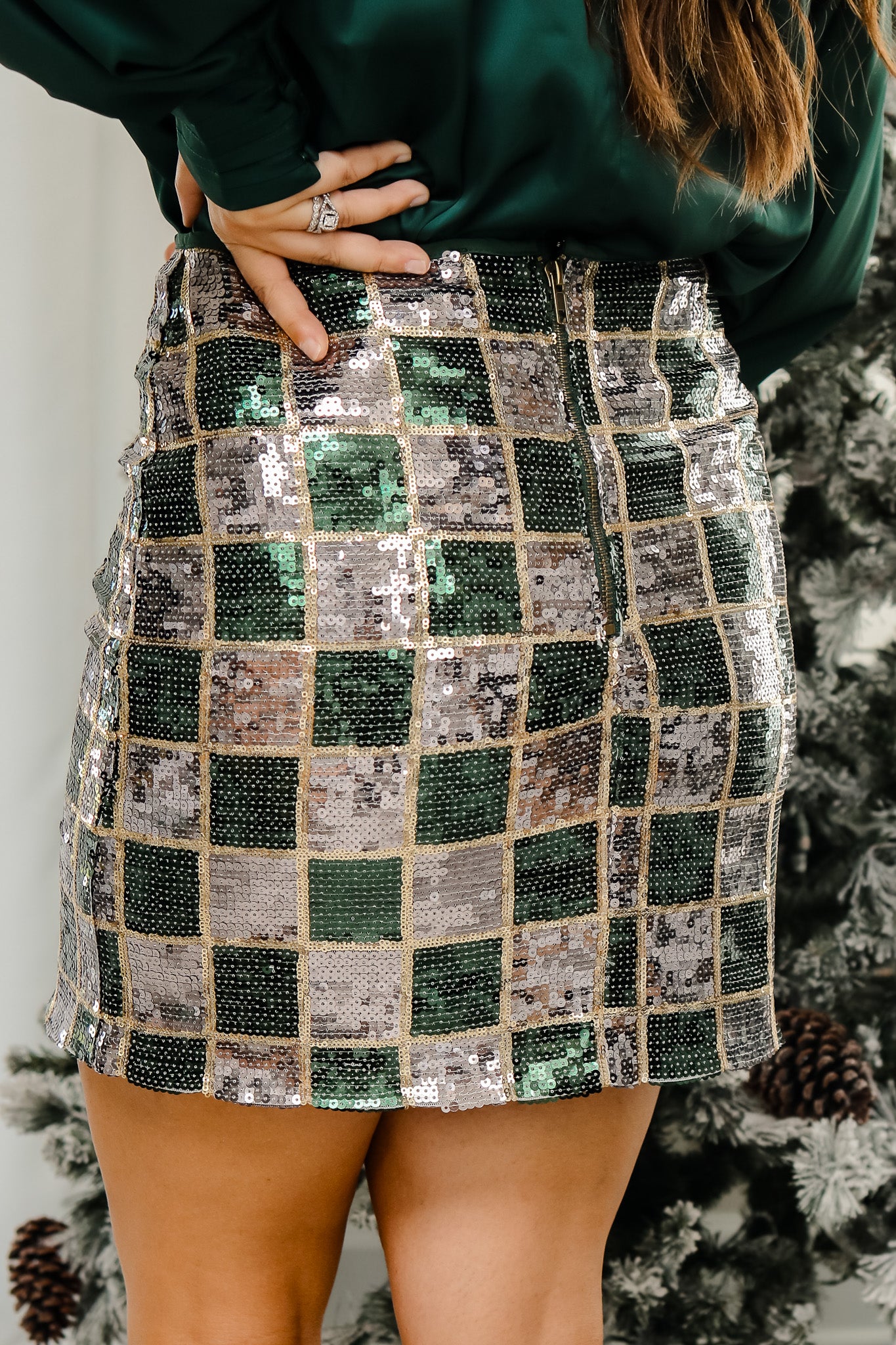 Joyful Checkered Sequin Skirt