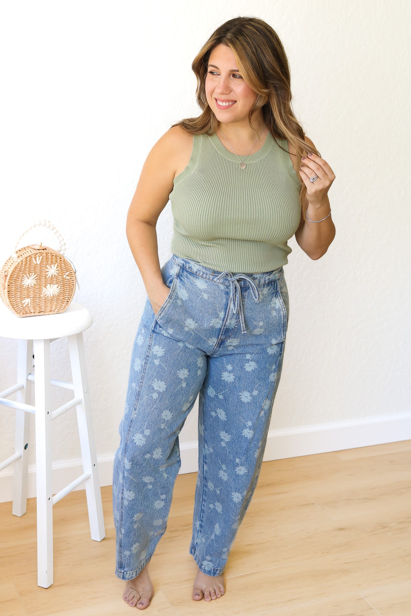 Simply Chic Sweater Tank Top (olive)
