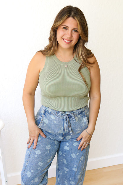 Simply Chic Sweater Tank Top (olive)