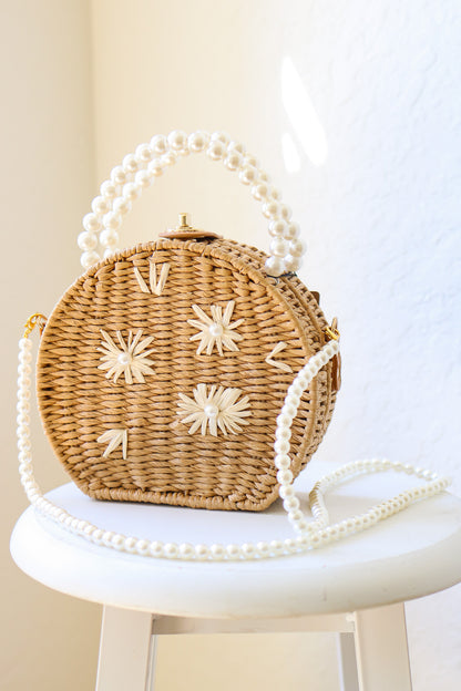 Pearl Blossom Top Handle Purse