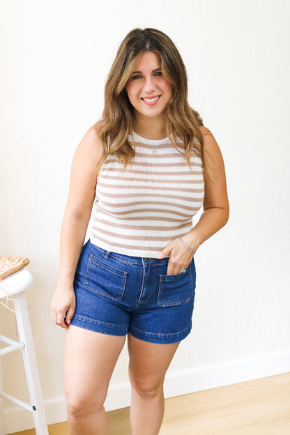 Sunset Walks Striped Knit Tank Top