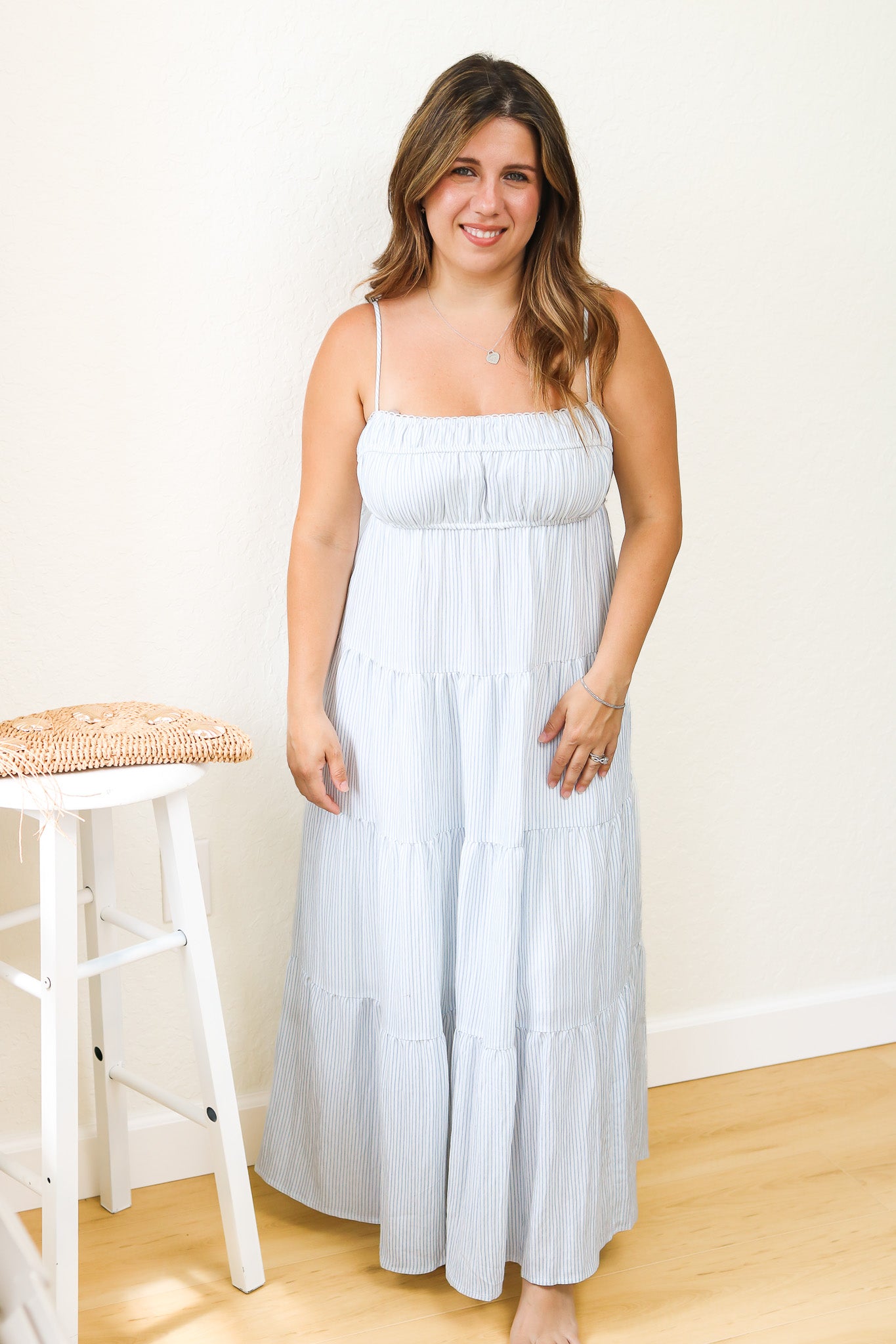 Let's Brunch Striped Midi Dress (blue)