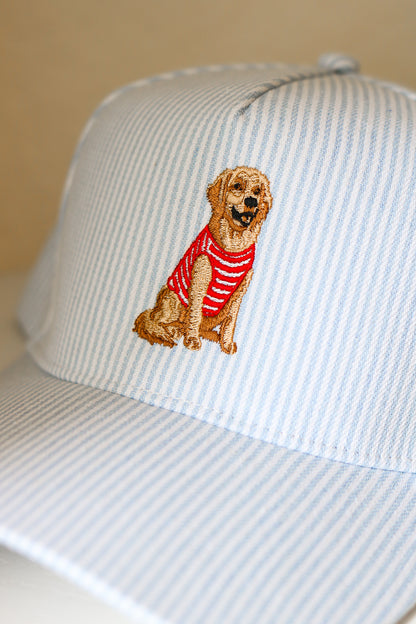 Striped Golden Retriever Hat (blue)