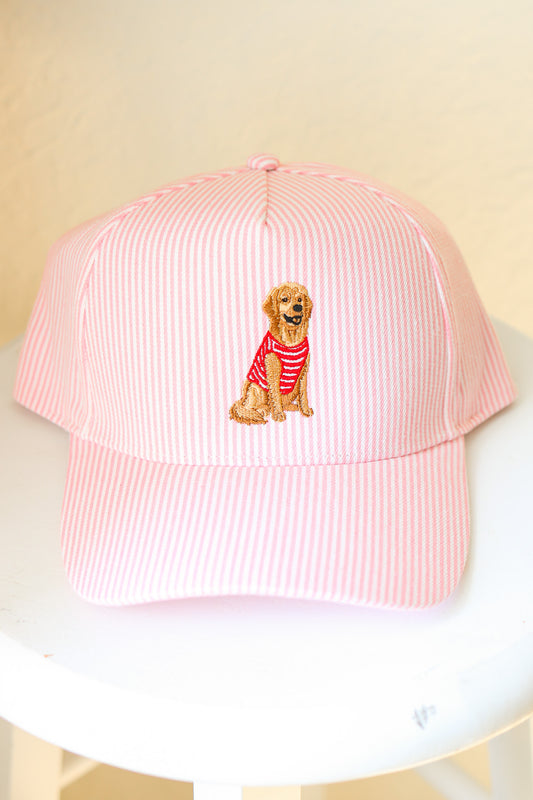 Striped Golden Retriever Hat (pink)