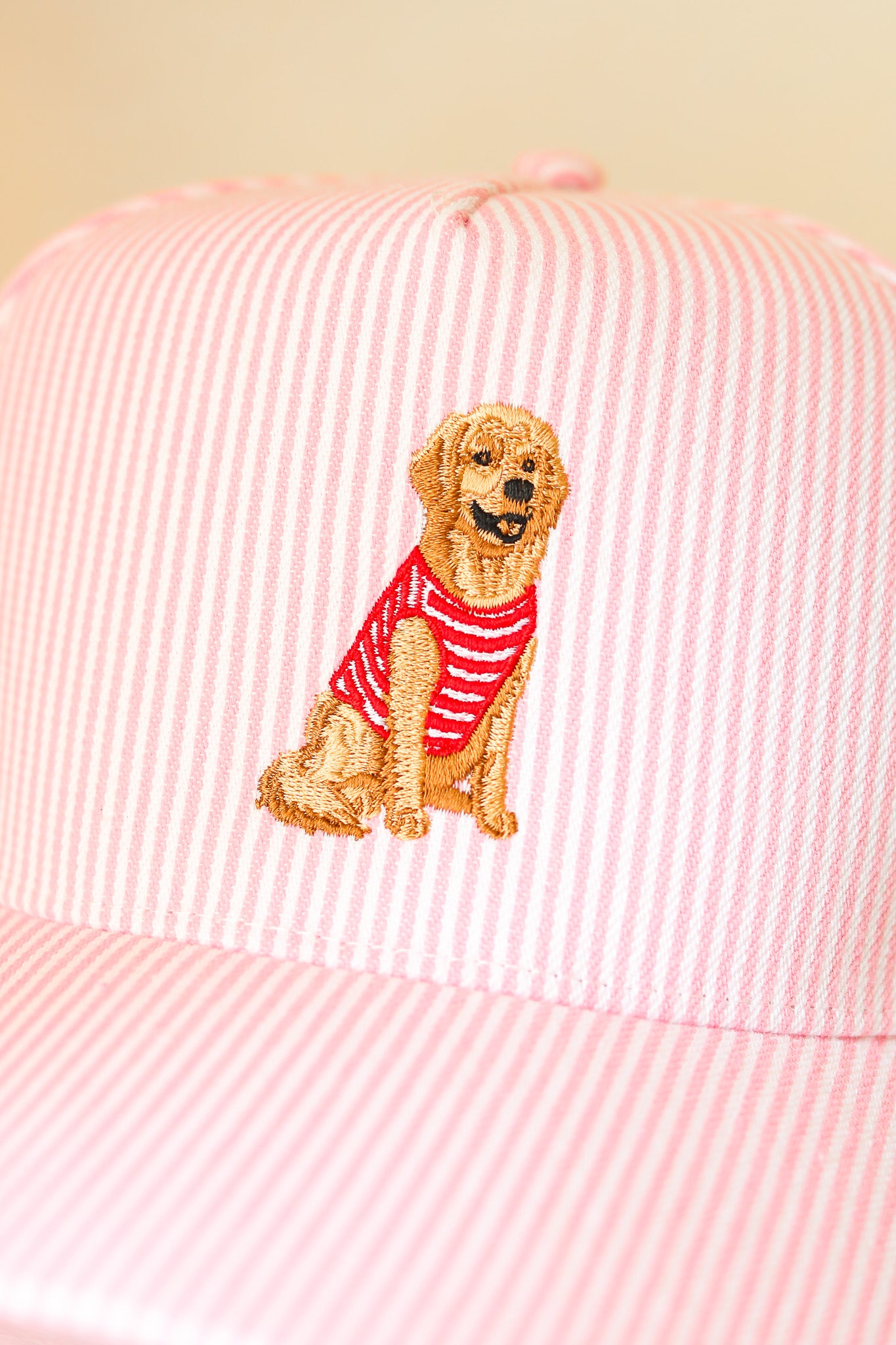 Striped Golden Retriever Hat (pink)