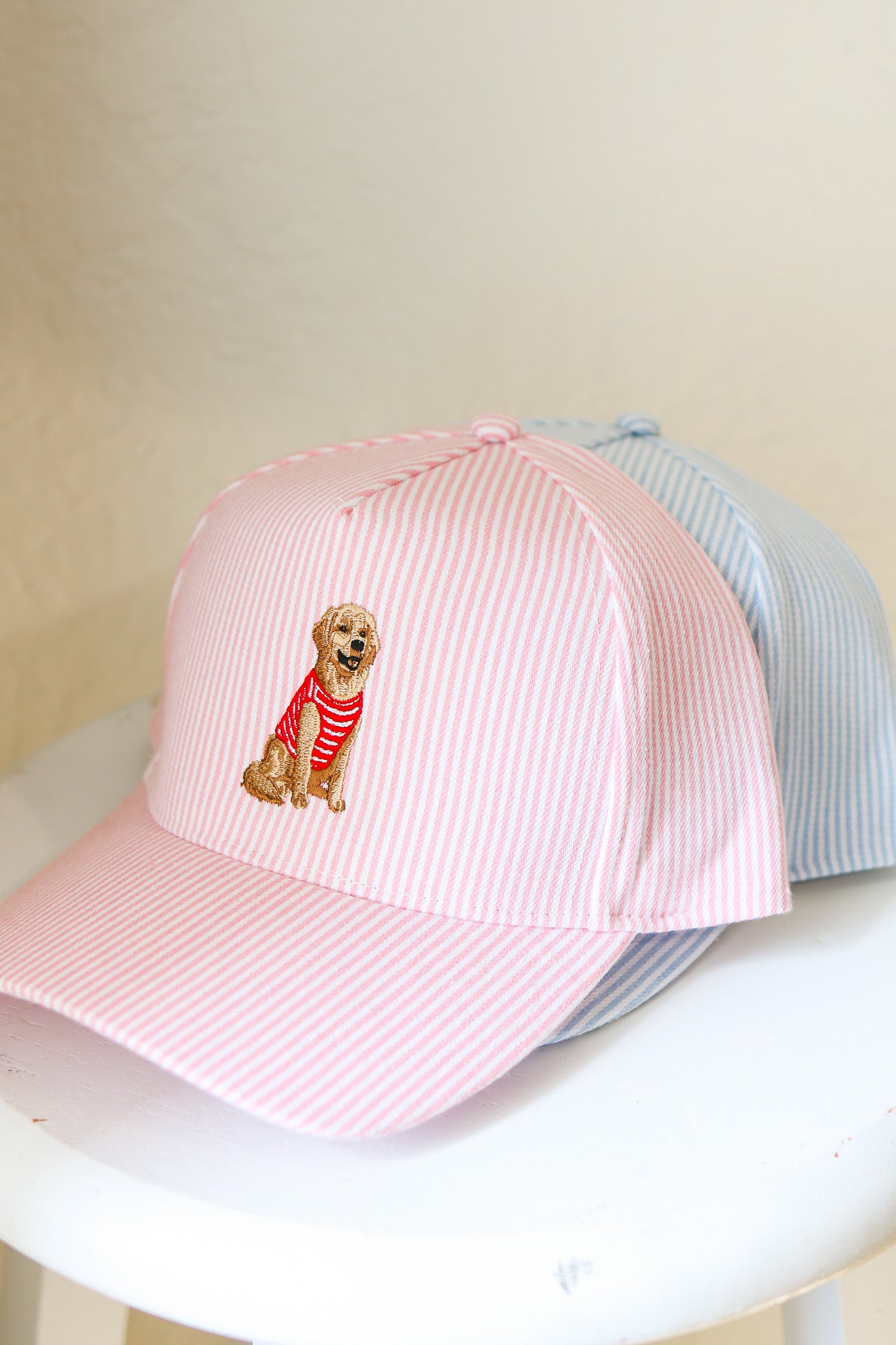Striped Golden Retriever Hat (pink)