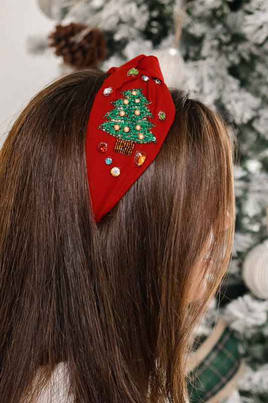 Christmas Tree Knot Headband (red)