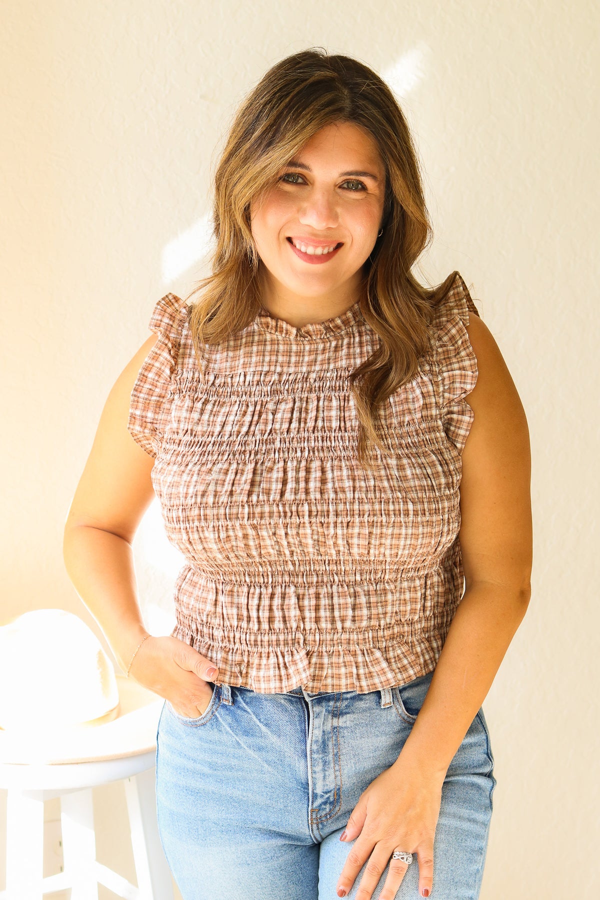 Pumpkin Patch Plaid Ruffle Top