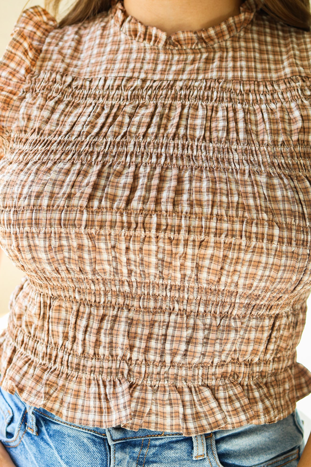 Pumpkin Patch Plaid Ruffle Top