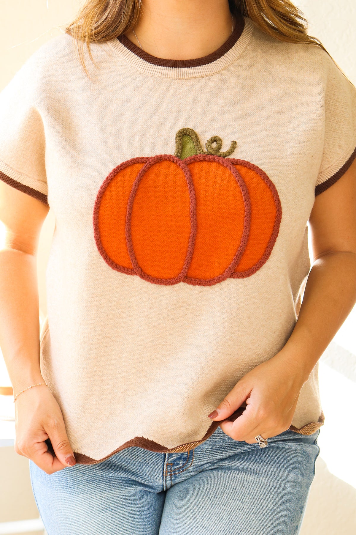 Scalloped Pumpkin Sweater