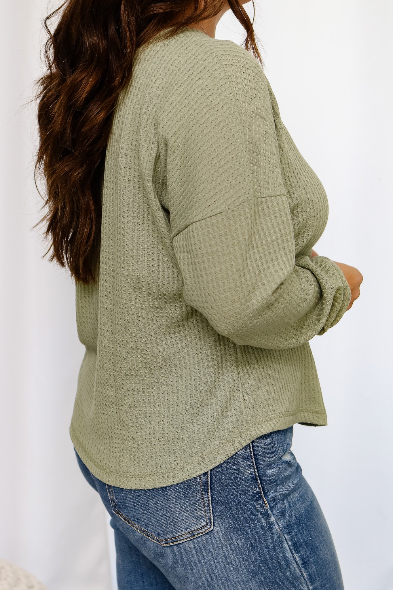 Keep It Casual Waffle Knit Top (olive)