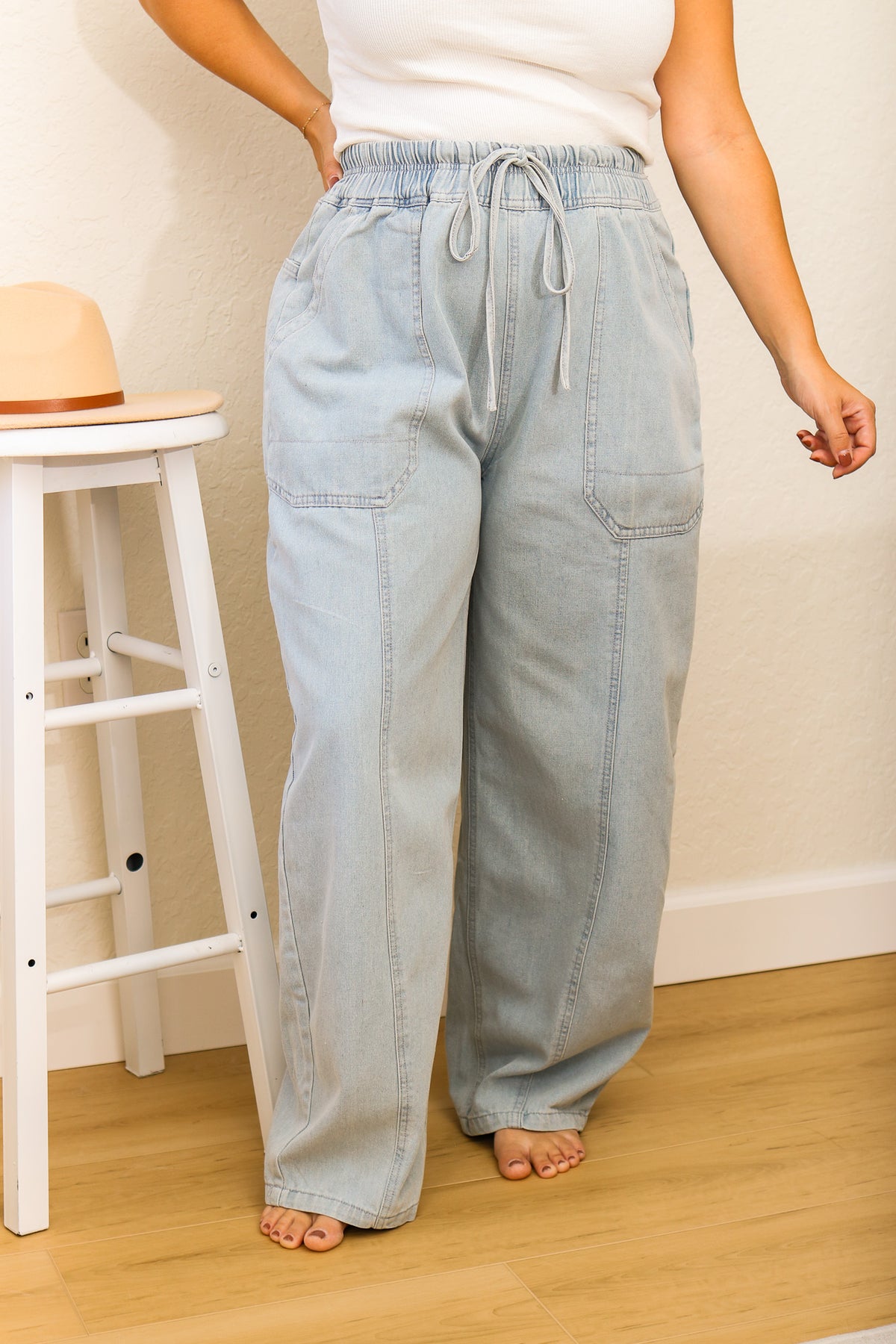 Let's Go Denim Tie Pants