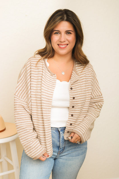 Keeping Warm Striped Cardigan