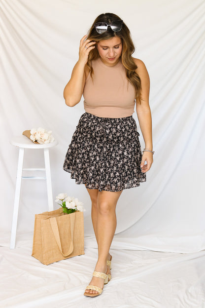 Afternoon Florals Ruffle Mini Skirt