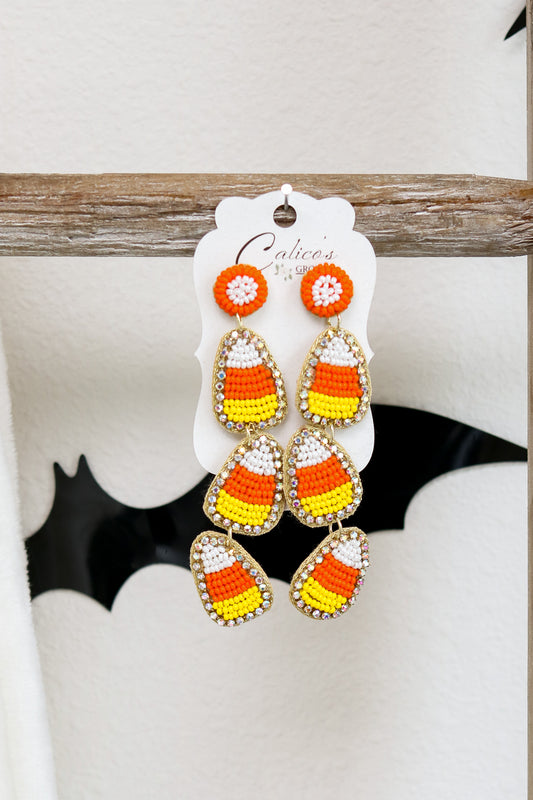 Candy Corn Beaded Earrings (orange)