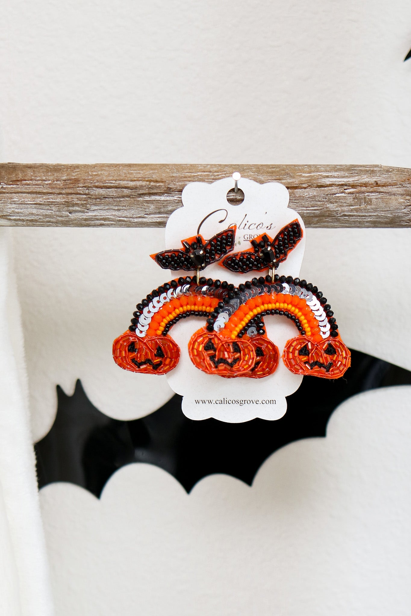 Bats And Pumpkins Rainbow Beaded Earrings