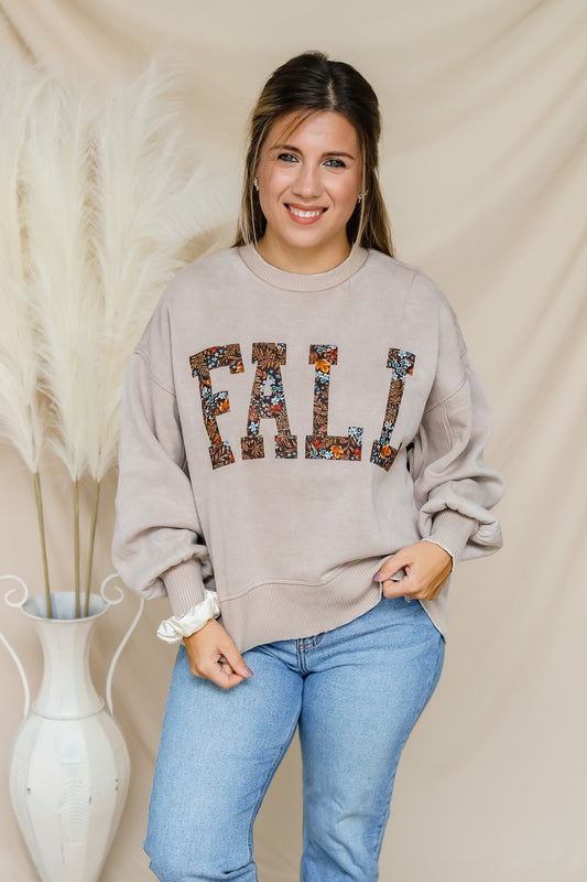 FALL Stitched Graphic Pullover (florals)