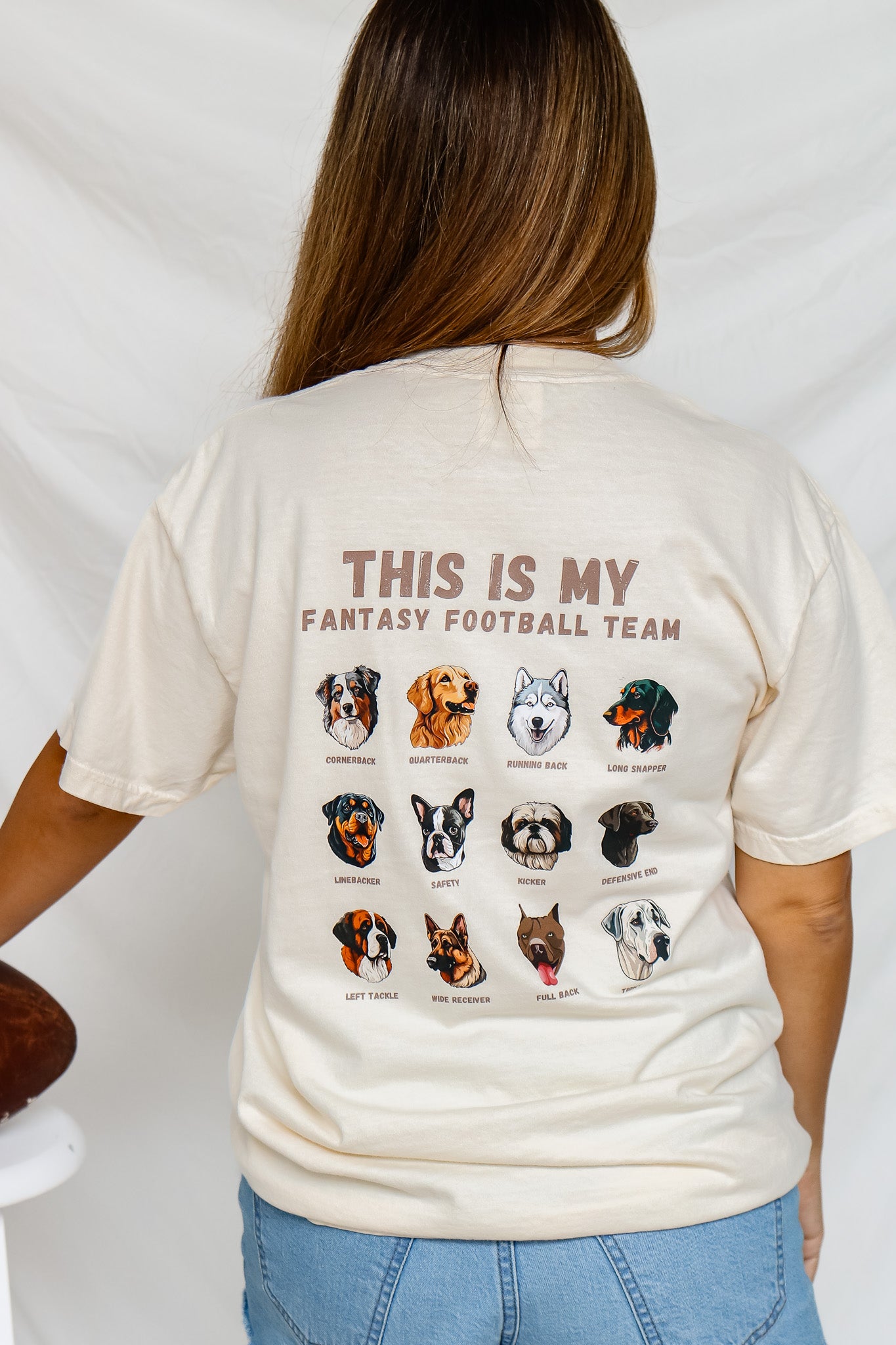 Dog Fantasy Football Short Sleeve Graphic Tee (ivory)