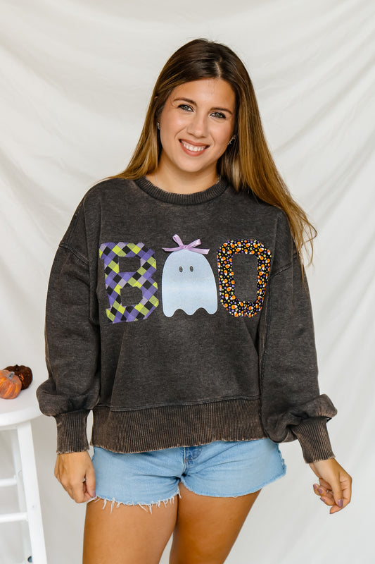 BOO Stitched Graphic Pullover