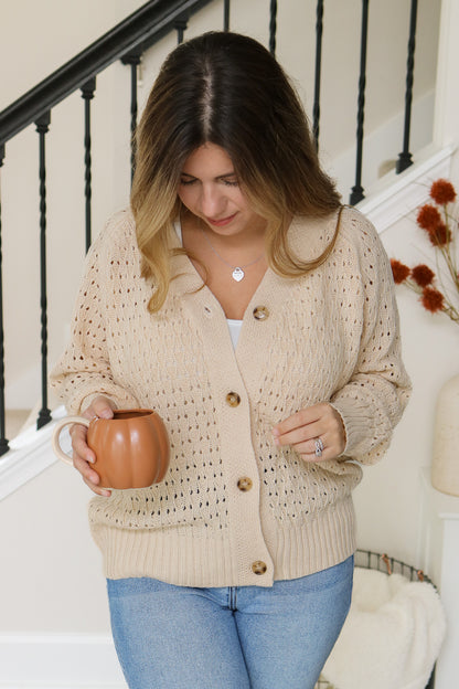 All The Warmth Open Knit Button Cardigan