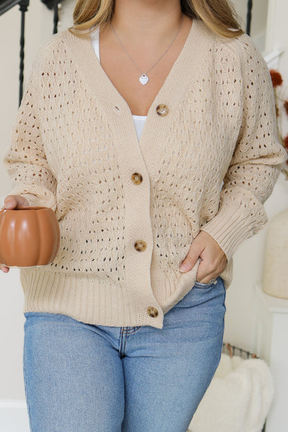 All The Warmth Open Knit Button Cardigan