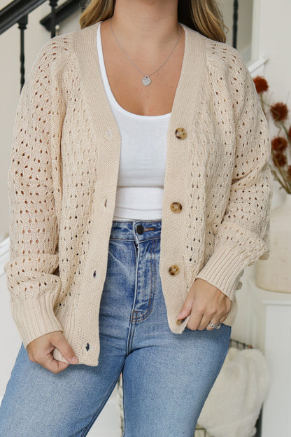 All The Warmth Open Knit Button Cardigan